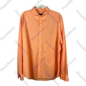 Men's Ralph Lauren Button Shirt XL Orange Long Sleeve Cotton Casual Dress
